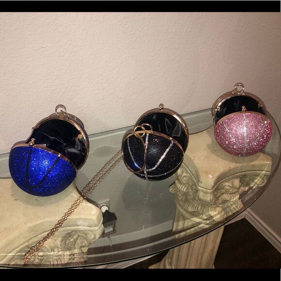 Rhinestone Basketball Clutch Bags - Picture 3 of 8